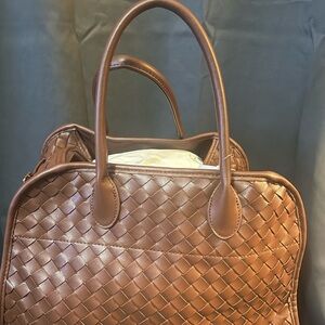 Urban Expressions Chocolate Woven Bag - Approx. 14” W x 9” H x 5.5” D.